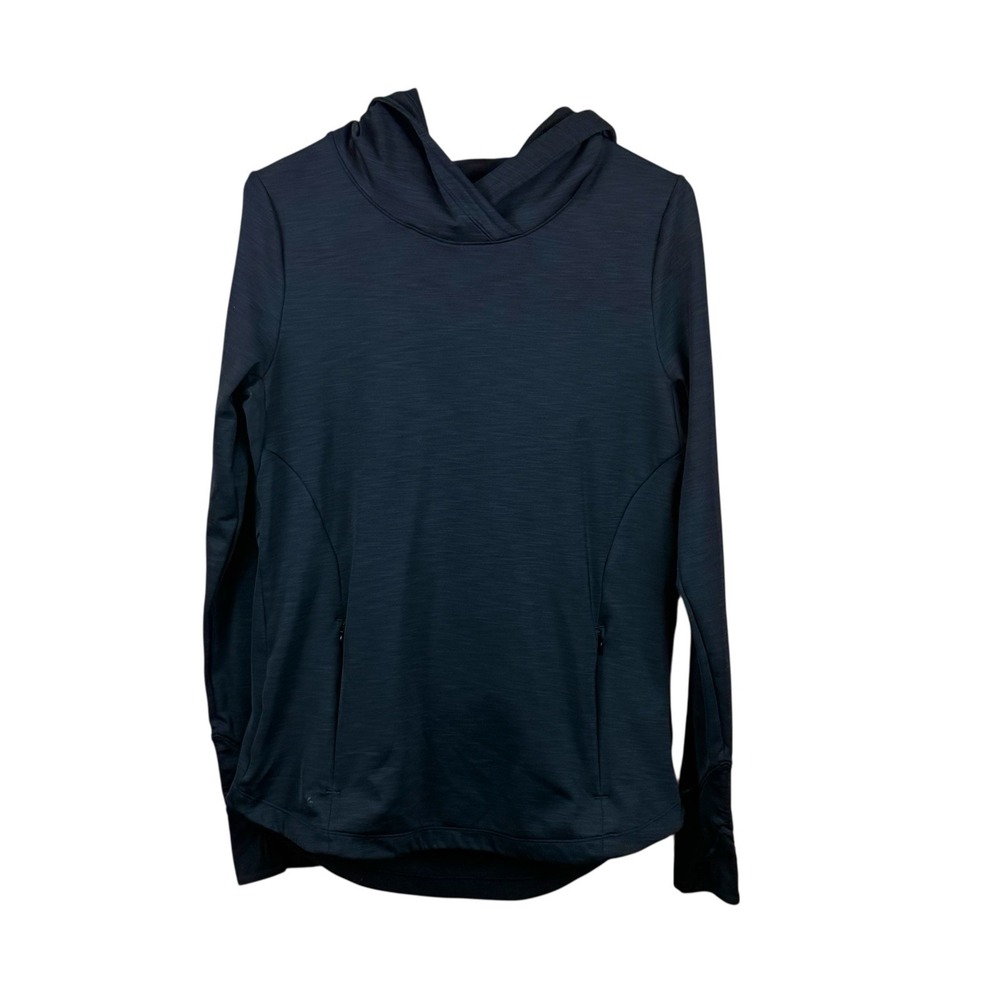 Athleta Hoodie Small Black Performance‎ Sweatshirt Zip Pockets Bootcamp Tech